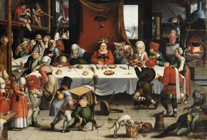 バーレスクの饗宴、c。 1550 作： Jan Mandyn
