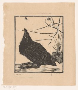 蚊を見上げるカラス 作： Jan Mankes (signed by artist)