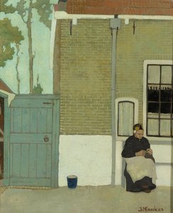 自宅前の女性 作： Jan Mankes