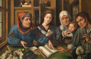 レントレシーバーオフィス、1514年（木材からキャンバスに油を移したもの） 作： Jan Massys or Metsys