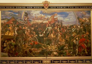 Jan Matejko または Jan Mateyko (1838-1893) による絵画。ヤン III ソビエンスキーがウィーンを解放し、教皇に勝利のメッセージを送る様子が描かれています。 作： Jan Matejko