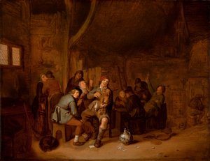 旅館での喫煙と音楽の演奏、1640年頃（パネルに油彩） 作： Jan Miense Molenaer