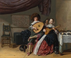 二人の肖像  画家と妻ジュディス・レイスターの自画像。 作： Jan Miense Molenaer