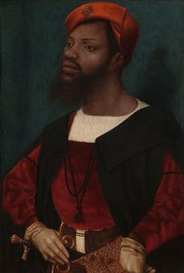 アフリカ人の肖像、c。 1525-30（パネルに油を塗る） 作： Jan Mostaert