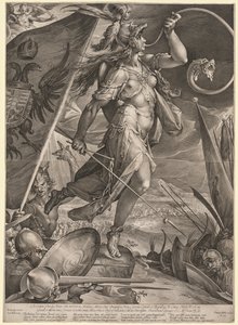 トルコ人に対して皇帝の軍隊を率いるベローナ、1600年。 作： Jan Muller