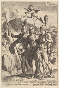 ヘラクレス、コンパニオンの不滅の名声の神殿への山道を見せられる... 1591年頃 作： Jan Muller
