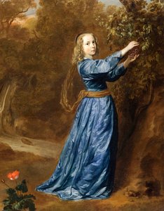 "葡萄を摘む少女の肖像" ヤン（ヨハン、ヨハネス）・マイテンス（マイテンス）（約1614-1670）の絵画、 - 油彩・キャンバス Dim 50,2x40,5 cm Fondation Custodia 作： Jan Mytens