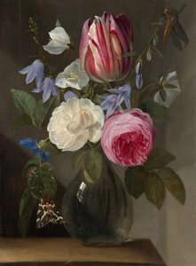 ガラスの花瓶に入ったバラとチューリップ c. 16501660。 作： Jan Philips van Thielen