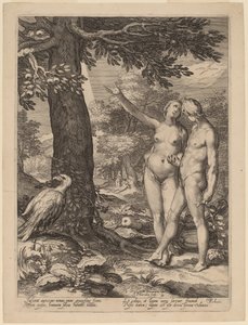 知識の木の前のアダムとイブ 作： Jan Pietersz Saenredam after Abraham Bloemaert