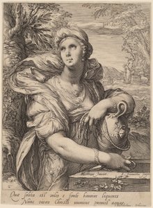 井戸端のサマリア人女性 作： Jan Pietersz Saenredam, after Hendrik Goltzius