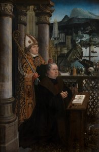 聖ニコラスとのドナーと聖ゴデリバとのドナーの妻の詳細、1515-21年頃（パネルに油彩） 作： Jan Provoost