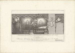 ウィレム 4 世公のベッドのある部屋の右側、1751 年 Representation Geometrale du Côte Droit (...) / Meetkonstige ホールの右側と Praalbed の左側の画像、