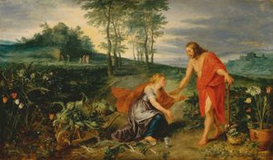 復活祭の朝、マグダラのマリアに現れるキリスト（Noli me tangere）、1626年頃（木に油彩） 作： Jan & Rubens P.P. (1577-1640) Brueghel