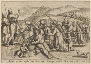 エジプトからの脱出 作： Jan Sadeler I, after Maarten van Cleef