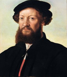 男性の肖像 - ヤン・サンダース・ファン・ヘメッセン（1500年頃～1566年頃）。木に油彩、約1555年。寸法：47x39 cm。ヴィエンヌ美術史博物館