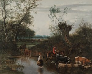 小川を渡る農民たち 1670年頃 油彩・カンヴァス 作： Jan Siberechts
