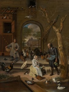 ベルナルディナ・マルフリート・ファン・ラースフェルトの肖像、別名「鶏小屋」 作： Jan Steen
