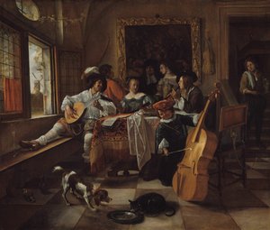 1666年の「ファミリーコンサート」。 作： Jan Steen