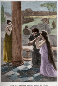 セザールの家で祈る二人（第8章） ヤン・スチカ（1858-1925）がヘンリク・シエンキェヴィッチの小説「Quo Vadis」のために描いたイラスト。
