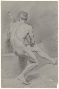 左を向いて座っている男性のヌード 作： Jan Tersteeg (possibly)