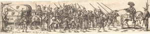 馬に乗った将校の前で兵士の信仰 作： Jan Theodor de Bry