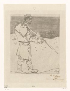 カトウェイク アーン ゼーのビーチで網を持つ貝漁師 貝漁師（原題） 作： Jan Toorop (signed by artist)