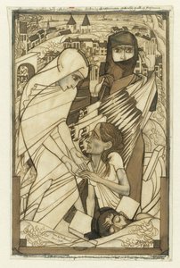 象徴的に表現された 1926 年の洪水時のレリーフ 作： Jan Toorop