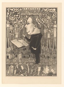 背後にバイオリンを持ち、煙突を吸っている指揮者 The Treasury / De Haardsteden (原題) 作： Jan Toorop