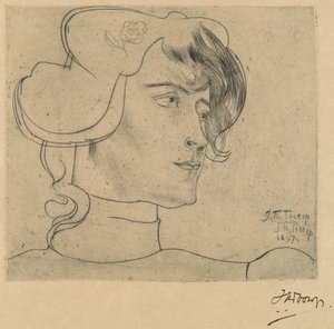 女性の頭 (マルグリット・アドルフィン・ヘルフリッヒ) 作： Jan Toorop
