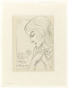 十字架を抱きしめる瞑想中の少女 作： Jan Toorop