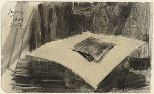 暗い背景に横たわっている印刷 作： Jan Toorop