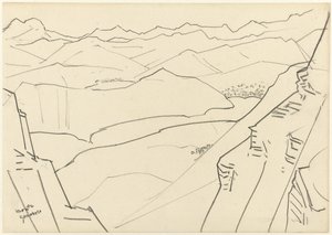 山の風景のスケッチ モンテ ジェネローゾ 作： Jan Toorop