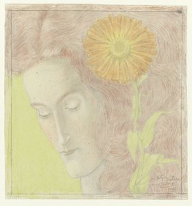 赤髪の女頭と菊 作： Jan Toorop