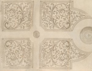 1651年、プレジャーガーデンのための噴水と4つの広場のパルテールのデザイン 作： Jan Van de Velde