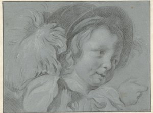 帽子をかぶった子供の頭の研究 作： Jan Verkolje (I)