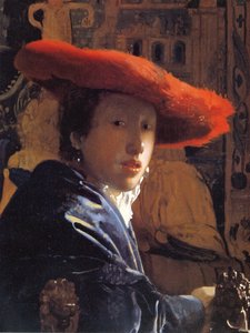 赤い帽子の少女、1665年頃 作： Jan Vermeer van Delft