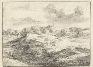 遠くにコテージがある砂丘の風景 作： Jan Vermeer van Haarlem (I) (attributed to)