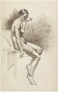 座っている女性のヌードの研究 作： Jan Veth