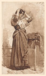 トイレを作る若い女性 作： Jan Veth