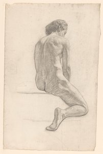 後ろから見た座っている女性のヌード 作： Jan Veth