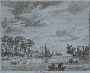 川でのビジネス Te, Scholenaar (オブジェクトのタイトル) ハーレム地方の風景（連載タイトル） Haarlem の外の Gesigten, によって行われます. J.V.V. (オブジェクトのシリーズ タイトル)