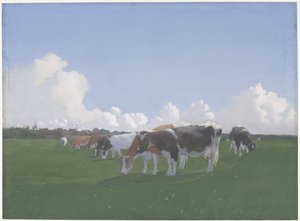 牧草地で牛を放牧 作： Jan  Voerman