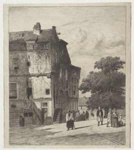 アムステルダムの通りの眺め 作： Jan Weissenbruch
