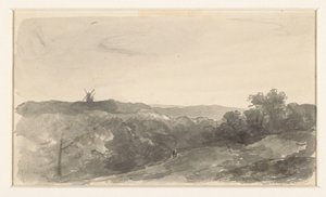 風車のある丘陵の風景 作： Jan Weissenbruch