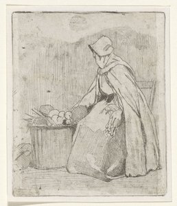 座っている市場の女性 作： Jan Weissenbruch