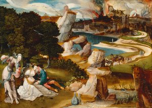 ロトと彼の娘、1523年（オークパネルに油彩） 作： Jan Wellens de Cock