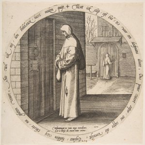 12 フランダースの箴言より、ろう者の扉でむなしく物乞いをする。 1568年。 作： Jan Wierix