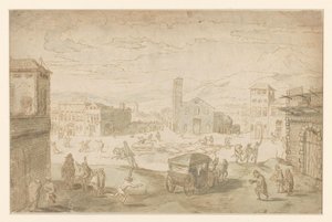 2 月: イタリアの広場でのざんげ節のシーン 作： Jan Wildens