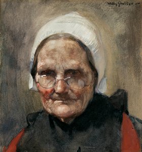 Katwijkse Visvrouw、またはKatwijkの魚の妻（紙に水彩、ガッシュ、鉛筆） 作： Jan Willem Sluiter