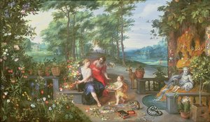 庭の植物とニンフ 作： Jan and Balen, Hendrik van Brueghel